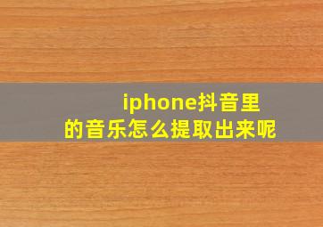 iphone抖音里的音乐怎么提取出来呢