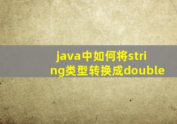 java中如何将string类型转换成double