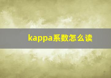 kappa系数怎么读