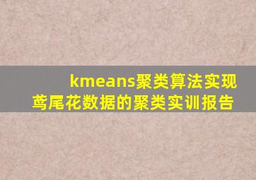 kmeans聚类算法实现鸢尾花数据的聚类实训报告