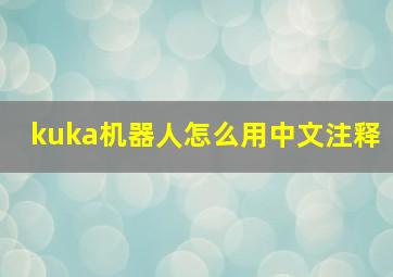 kuka机器人怎么用中文注释