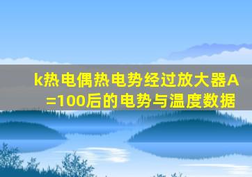 k热电偶热电势经过放大器A=100后的电势与温度数据