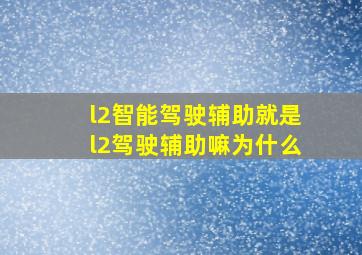 l2智能驾驶辅助就是l2驾驶辅助嘛为什么