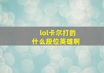 lol卡尔打的什么段位英雄啊