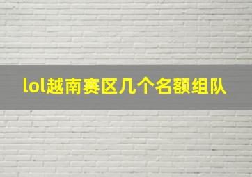 lol越南赛区几个名额组队