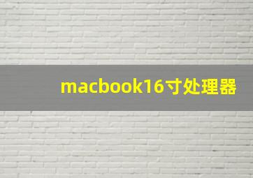 macbook16寸处理器