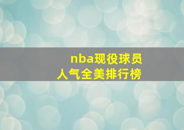 nba现役球员人气全美排行榜