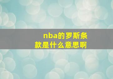 nba的罗斯条款是什么意思啊