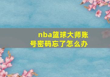 nba篮球大师账号密码忘了怎么办