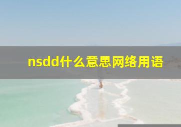 nsdd什么意思网络用语