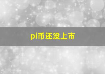 pi币还没上市