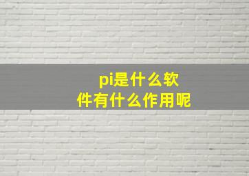 pi是什么软件有什么作用呢