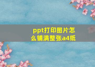 ppt打印图片怎么铺满整张a4纸