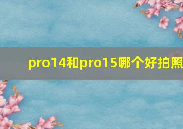 pro14和pro15哪个好拍照