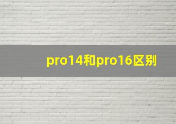 pro14和pro16区别