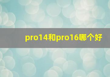 pro14和pro16哪个好