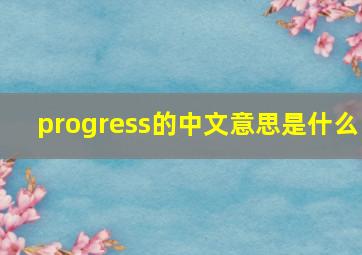 progress的中文意思是什么