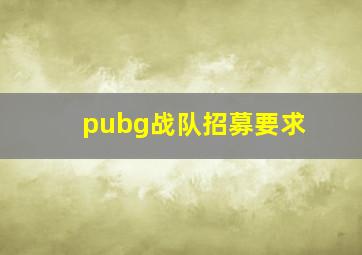 pubg战队招募要求