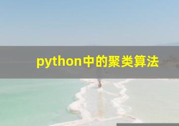 python中的聚类算法