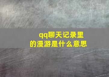 qq聊天记录里的漫游是什么意思