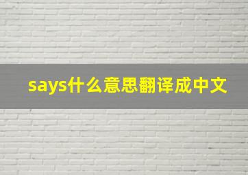 says什么意思翻译成中文