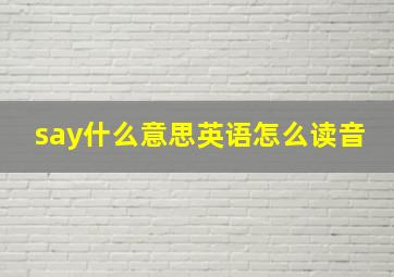 say什么意思英语怎么读音