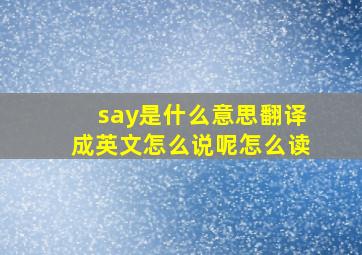 say是什么意思翻译成英文怎么说呢怎么读