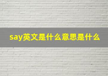 say英文是什么意思是什么