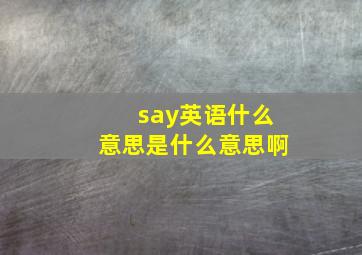 say英语什么意思是什么意思啊