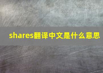 shares翻译中文是什么意思