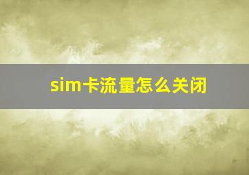 sim卡流量怎么关闭