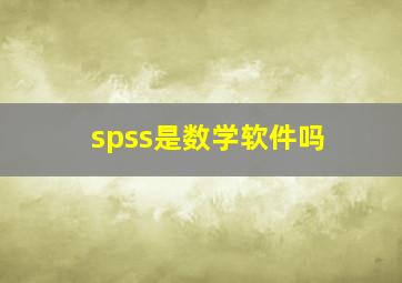 spss是数学软件吗