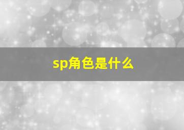 sp角色是什么