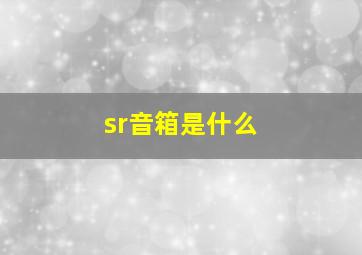 sr音箱是什么