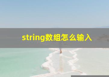 string数组怎么输入