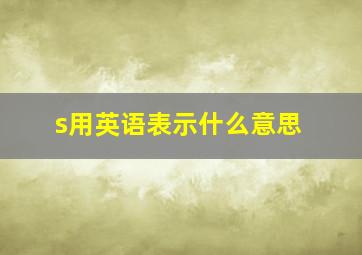 s用英语表示什么意思