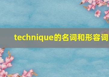 technique的名词和形容词