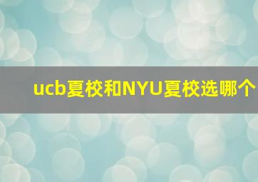 ucb夏校和NYU夏校选哪个