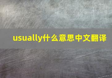 usually什么意思中文翻译