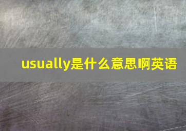 usually是什么意思啊英语