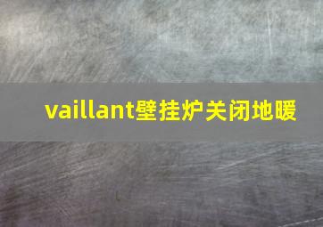 vaillant壁挂炉关闭地暖