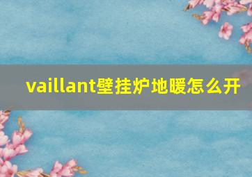 vaillant壁挂炉地暖怎么开