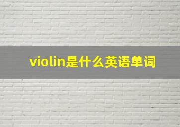 violin是什么英语单词