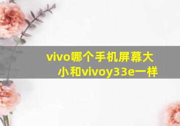 vivo哪个手机屏幕大小和vivoy33e一样