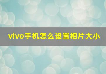 vivo手机怎么设置相片大小