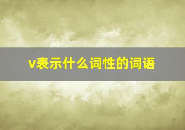 v表示什么词性的词语