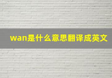 wan是什么意思翻译成英文