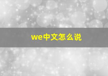 we中文怎么说