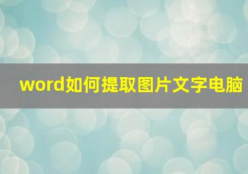 word如何提取图片文字电脑