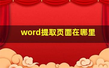 word提取页面在哪里